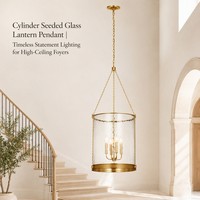 Lustre suspendu cylindrique XZ à 4 lumières, en verre grainé, 3 options de finition pour hall d'entrée, couloir, escalier