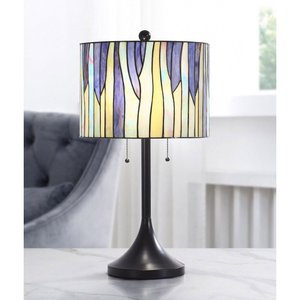 European Style Stained <strong>Glass</strong> Dome <strong>Table</strong> Lamp with Crystal <strong>Lighting</strong> Electric Bronze E26 Bulb Base for Elegant Home Decor - Product Image 4