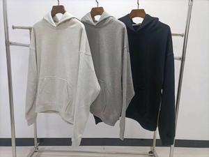 Sweat-shirt à capuche unisexe surdimensionné en coton épais 100 % avec imprimé silicone uni, style vintage, pour homme - Product Image 2