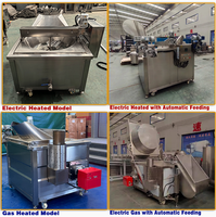 Nouvelle friteuse automatique à gaz pour frites, nuggets de poulet, panzerotti, haricots larges, système de filtration d'huile en pot rond