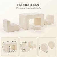 Canapé modulaire créatif pour enfants OEKO-TEX 5 pièces, en tissu Teddy et mousse souple, blocs de construction, pour mobilier enfant, personnalisable OEM