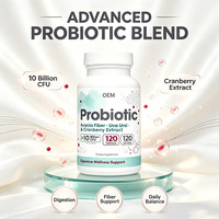 Capsules de Probiotiques Marque Blanche OEM, 120 Unités, 10 Milliards d'UFC avec Extrait de Canneberge, Complément Alimentaire