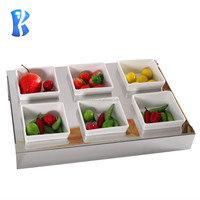 Bol de service en céramique OKEY avec support pour servir des aliments, des salades, base de support pour bar à salades, bols à salades avec support pour la restauration