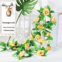 Guirlande murale de fleurs artificielles en soie, rose et fleur de cerisier, 45 têtes, plante décorative pour plafond, moulage par injection, mariage, maison