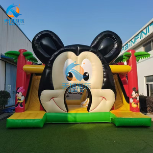 Mini château gonflable de glissière d'eau de videur de PVC commercial enfants extérieurs sautant le château plein d'entrain avec le ventilateur - Product Image 2