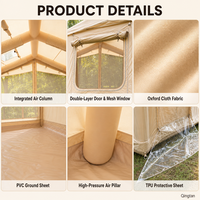 Tente Gonflable pour Camping en Plein Air, Ensemble Complet d'Équipement pour Nuitée en Plein Air, Tente Style Cottage à Une Chambre et Un Salon en Tissu Oxford