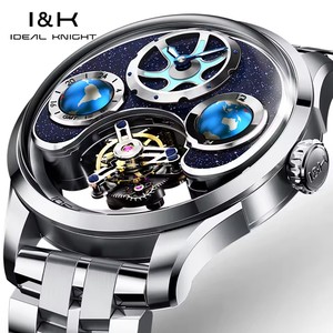 Reloj de lujo para hombre IDEAL KNIGHT con tourbillon avanzado, automático, mecánico, resistente al agua, luminoso y con doble husorario. - Product Image 3