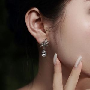 Dylam Exclusive Design S925 Silver <b>Fine</b> Jewelry Women Gifts Marquise Tear Flower Leaf Shape 5A Zirconia <b>Stud</b> <b>Earrings</b> - Product Image 5