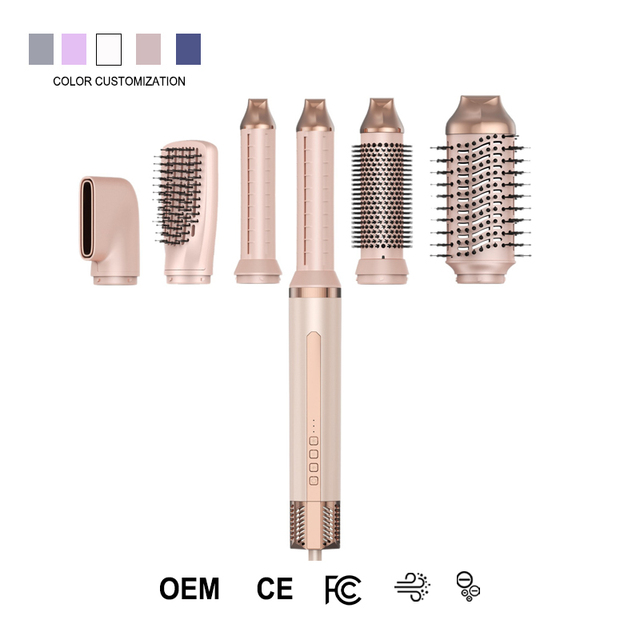 6 in 1 Ionic Salon Hair Dryer Set Curler Straightener Autowrap Air Styler 3 Speeds Light Weight High Speed for Hotel Salon Use