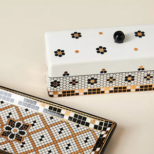 Beurrier rectangulaire <span class=keywords><strong>en</strong></span> céramique personnalisé avec couvercle motif cœur sur couvercle beurrier - Product Image 2