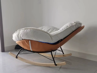 Vente directe usine Fauteuil à bascule de loisirs durable et moderne en tissu technologique effet cuir avec coussin d'assise et repose-pieds carré