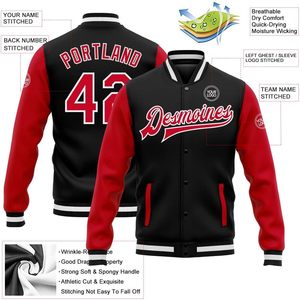 Fanscustom Chaquetas de equipo de béisbol personalizadas Varsity Letterman Bomber Uniformes para hombres Mujeres Ropa deportiva juvenil - Product Image 1