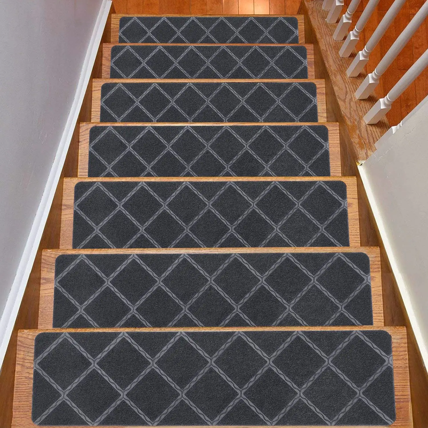 Stair Treads for Wooden Steps 15pcs Stair Treads Indoor Non-Slip Stair Carpet Tread Covers Rugs 8in x 30in Gray Black coffee