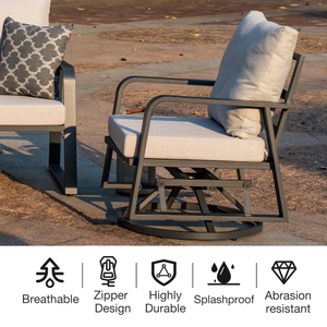 Silla Mecedora Giratoria de Aluminio para Exteriores, Moderna, con Cojín, Portátil y Cómoda, para Jardín y Terraza - Product Image 4