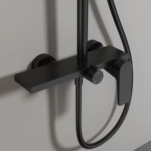 Ensemble de douche de salle de bains en laiton tige de levage noyau de valve en céramique Jet de massage pommeau de douche de pluie pour appartement hôtel <span class=keywords><strong>robinet</strong></span> de douche - Product Image 1