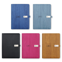 En gros personnalisé A5 bleu PU cahier en cuir avec arbre Texture agenda à feuilles mobiles pour personnel et banque de puissance U disque utilisation pour les cadeaux