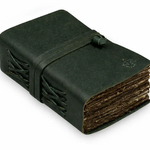 สมุดบันทึกหนังทำมือ กระดาษขอบหยัก สมุดบันทึกการเดินทาง สไตล์วินเทจเรียบง่าย สมุดบันทึกขนาดกะทัดรัด - Product Image 1