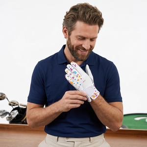 Guantes de Golf para Hombre de Piel de Oveja de Alta Resistencia, Más Vendidos, Suaves y Duraderos, con Estampado Floral en la Parte Delantera, Agarre Mejorado, Antideslizantes, con Cierre VELCRO - Product Image 1
