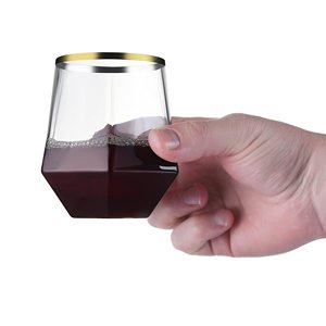Verres <span class=keywords><strong>sans</strong></span> <span class=keywords><strong>Pied</strong></span> Incassables en Plastique Diamant, pour <span class=keywords><strong>Vin</strong></span> Rouge et Whisky, 12 OZ – Produit Populaire pour Usage Domestique - Product Image 4