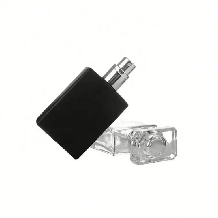 Оптовая продажа, черные прозрачные пустые плоские квадратные прозрачные стеклянные бутылки для духов 30 мл 50 мл