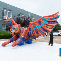 Tigre gonflable de festival de 7m personnalisé avec des ailes mascotte de scène gonflable décorative pour l'événement flotteurs suspendus de défilé d'animaux de dessin animé