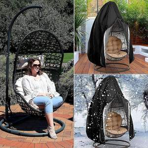 Housse de chaise à bascule Eggshell en tissu Oxford 210D noir, imperméable et anti-poussière, pour mobilier d'extérieur, 115x190cm - Product Image 2