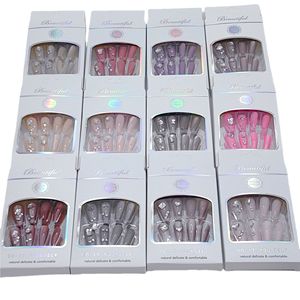 Qianya Faux <span class=keywords><strong>Ongles</strong></span> Faits Main French Press-on Collection Cat Eye Courts Amande Vente en Gros 12 Styles <span class=keywords><strong>pour</strong></span> Femmes - Product Image 4