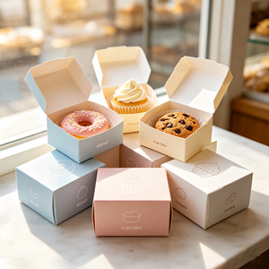 Recyclable Paper Donut Boxes Wholesale Custom Printing Disposable <b>Takeaway</b> Donut <b>Container</b> Personalized Packaging For Donut - Product Image 5