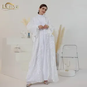 Loriya New Kaftan Islamic Clothing Satin Ethnic Abaya For Girls Long Maxi Abaya For Muslim Women Girls Abaya Wholesale