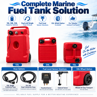 Réservoir de carburant marin LINDA 12L 24L 53L en HDPE avec capteur de niveau de carburant, tuyau assorti et options de roues de 53L pour moteur hors-bord Yamaha