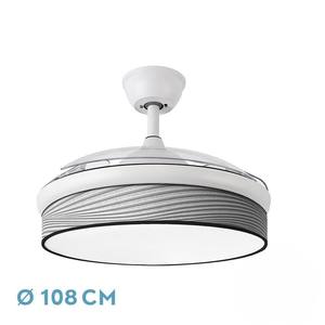 72W DC <b>fan</b>, <b>white</b> with gray grooves, 3 blades, 7200 lumens, 3000K/4000K/6000K, remote control, memory and timer for - Product Image 1