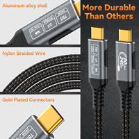 Câble Thunderbolt 4 40 Gbps 8K 100-240W PD à charge rapide, coque en alliage d'aluminium, gaine en PVC, Type C mâle-mâle pour audio, vidéo et microphone