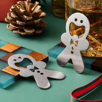 Décapsuleur en forme de bonhomme en pain d'épices mignon, en acier inoxydable, ornement de bureau pour la décoration de table de Noël saisonnière à la maison, vente en gros