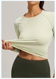 Tops Cortos de Yoga Personalizados para Niñas al por Mayor, Ropa Deportiva Holgada de Color Sólido con Mangas Largas, Sudadera Deportiva Activa - Product Image 6