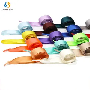 Promotional Shoelace Flat Color Double-Sided Polyester Width Braided Shoelace Satin Ribbon Shoelace