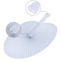 Abanicos de Papel Plegables Blancos Personalizados Beckon con Forma de Durazno y Mango de Plástico para Eventos de Pintura y Manualidades