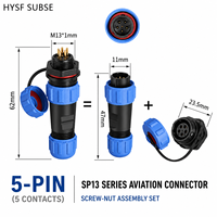 HYSF SUBSEA SP13 5 Pin Konektor Penerbangan Tahan Air Steker Pria Soket Panel Wanita dengan Tutup untuk Peralatan Luar Ruangan Kelautan