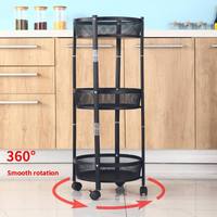 Étagère de rangement pliable à trois niveaux en métal pour cuisine, chariot à collations en acier pour usage domestique avec emballage en boîte, support pour fruits et légumes