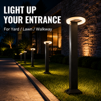 Lampe de jardin LED en forme d'anneau, lumière chaude, éclairage d'ambiance moderne pour allée, cour, pelouse