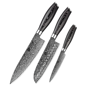 XINZUO Professional 3 pezzi in stile giapponese Pakka Wood damasco 10Cr Steel Sharp Kitchen <span class=keywords><strong>Chef</strong></span> Knife <span class=keywords><strong>Set</strong></span> - Product Image 1