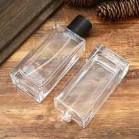 Flacon de parfum élégant en verre transparent de 100 ml, forme carrée, logo personnalisable, qualité supérieure, flacon vide pour emballage cadeau