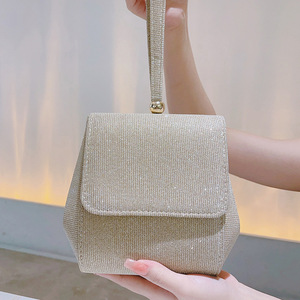 Designer Rhinestone Elegant <b>Clutch</b> Bag Purses Big <b>Wedding</b> Evening Crystal Bucket Bag Apricot for Woman - Product Image 2