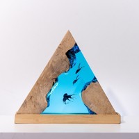 Lampe de table pour plongeur sous-marin au design moderne personnalisé, cadeau personnalisé en résine époxy et bois, pour décoration intérieure moderne
