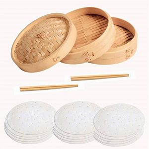 Mini-vapeurs de cuisson à la vapeur en acier inoxydable et bambou, 2 onças, pour dim sum, usage sur table, personnalisé - Product Image 3