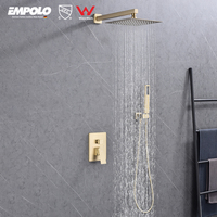 Pour Empolo Luxury 2-Way Rain Shower Set Système de mélangeur d'or à brosse dissimulée avec valve d'équilibre de pression Combo de bain-Fabriqué en laiton