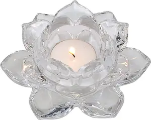 Bougeoir Lotus Transparent en verre Transparent, décoration de fête de Festival, chandelier polyvalent