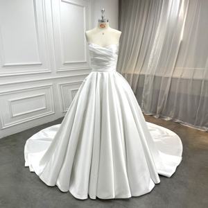 क्लासिक दुल्हन शादी के गाउन स्ट्रैपलेस लेट्स बोइस तरह के कपड़े के साथ सैटिन शादी की पोशाक - Product Image 1