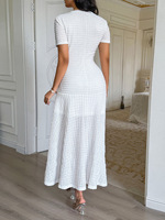 Robe Courte Élégante Unie à Manches Courtes Style Européen et Américain 2026 pour Femme