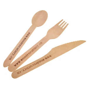 Posate Monouso Sostenibili in Legno: Coltello, Cucchiaio e Forchetta per Ristoranti - Product Image 1