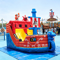 23ft Piratenschiff Aufblasbare Hüpfburg mit Rutsche Kinder-Abenteuer-Spielhaus Combo Nass-Trocken-Rutsche Outdoor-Partyausrüstung